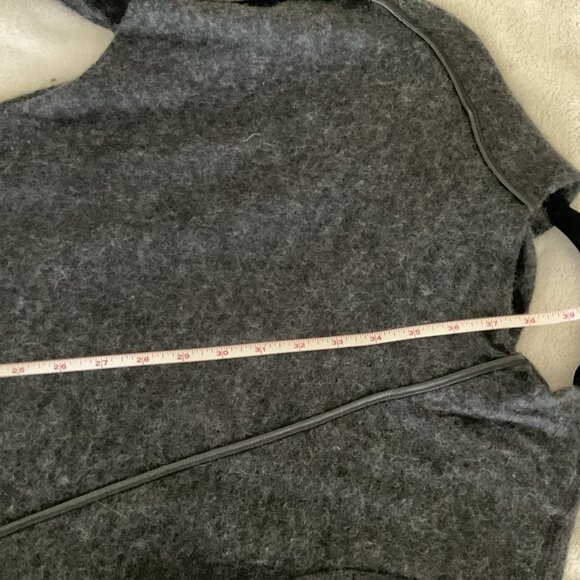 Helmut Lang Women's Dress Extra Small Gray Wool Mohair Ruched Knit Leather - Picture 9 of 9